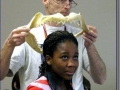 School Principal Bill McCoster displaying the program's Bull Shark Jaw in Grand Rapids, MI
