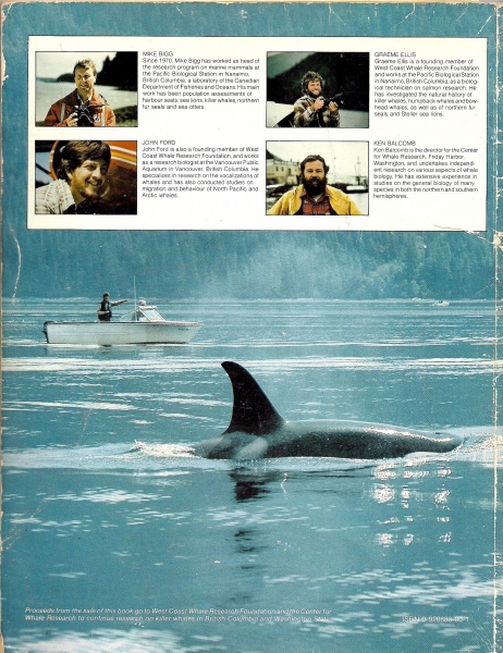 1st edition signed:  KILLER WHALES A Study of Their Identification, Genealogy & Natural History in British Columbia and Washington State